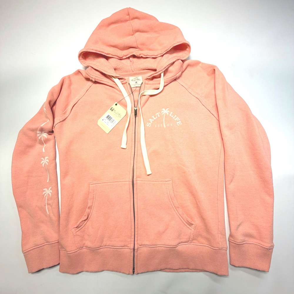 Salt Life Live Salty Zip Hoodie Womens Small‎ Melon Pink NWT